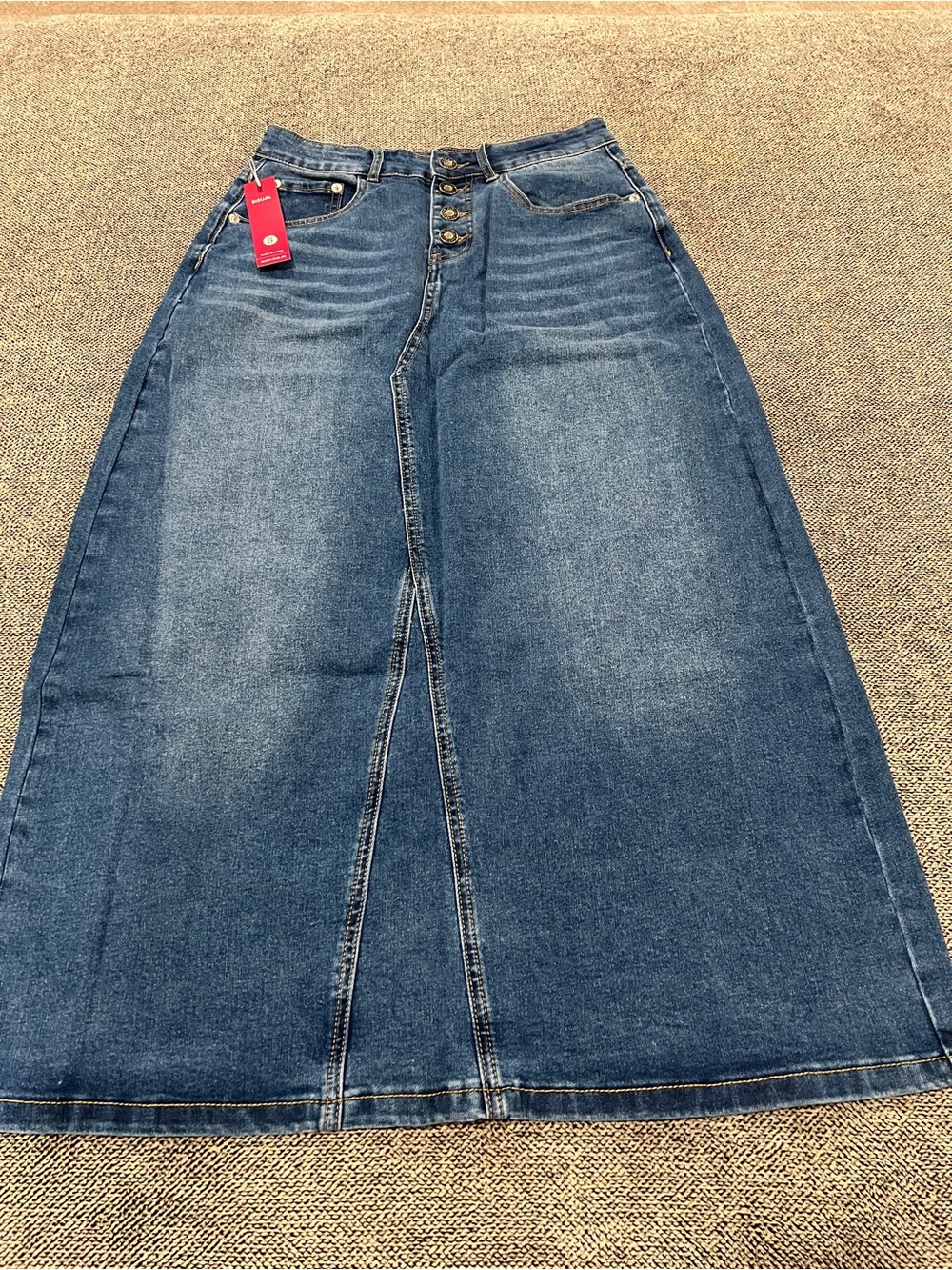 Women's High-Waist Blue Denim Maxi Jean Skirt - Size 6